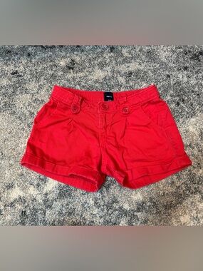 GAP Bright Red Girls' Cotton Shorts with Button Detail size 7